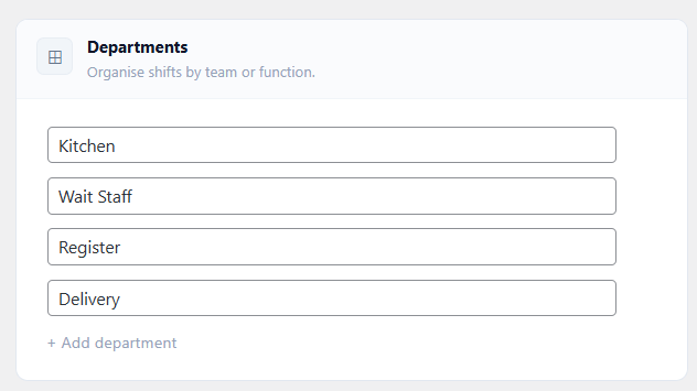 Create departments