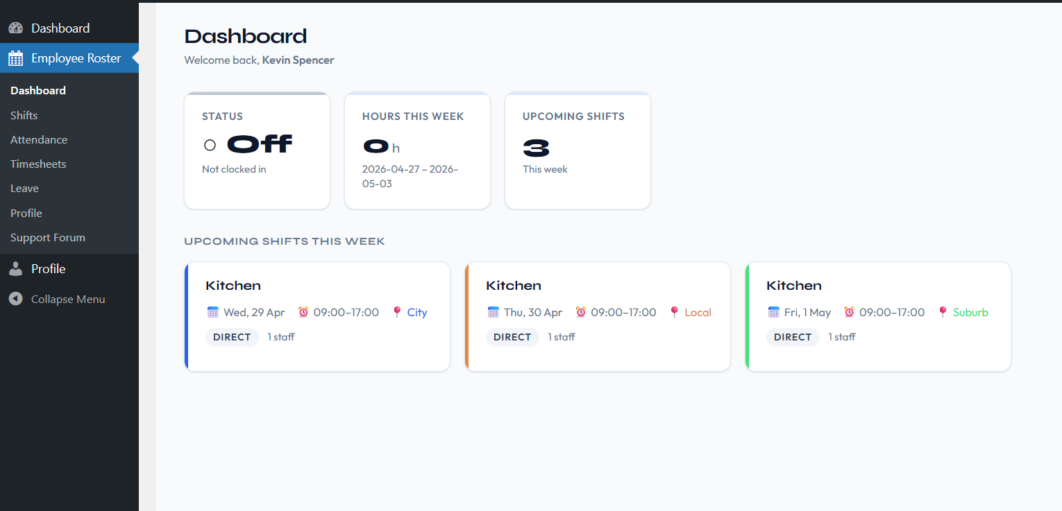 Employees log in